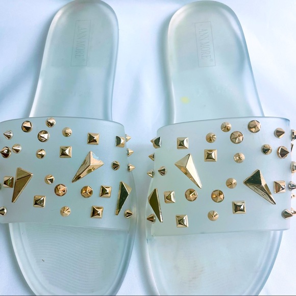 Jelly slide sandal w/ embellished spike trim by Ann More - Picture 3 of 8